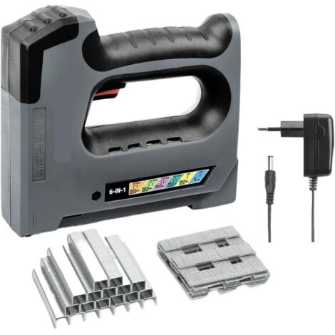 5-in-1 Akku-Tacker, 3,6-V-Akku-Elektrotacker mit 2000 Klammern und Nägeln, Polstertacker