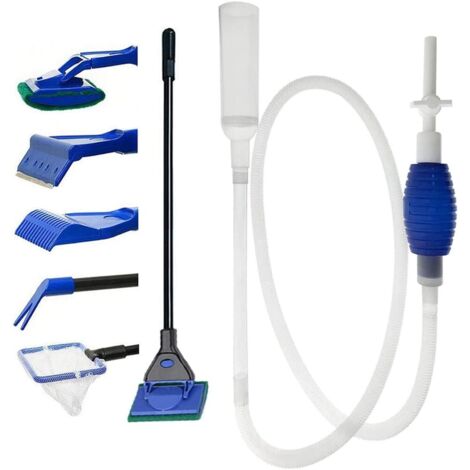 5-in-1 Aquarium-Reinigungsset und Kiesreiniger – Manuelle Saugpumpe zum Ablassen und Ersetzen von Wasser in wenigen Minuten