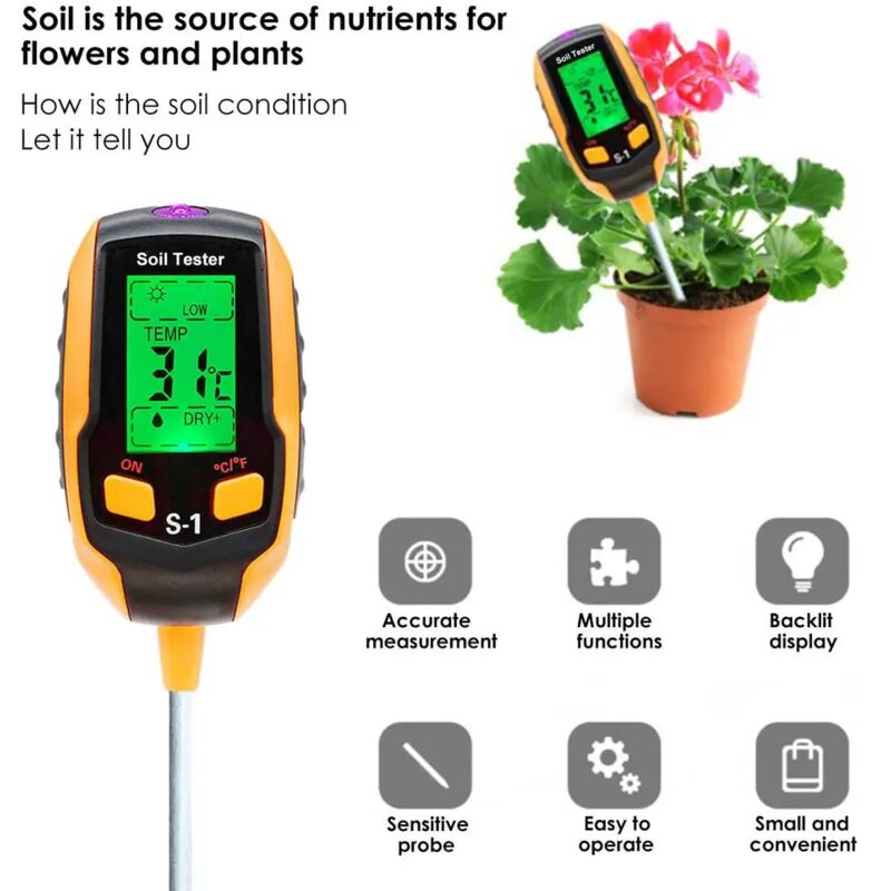 Image of ZVD - 5-in-1-Bodentester für Blumentopf – pH-Detektor – Feuchtigkeit – Licht und Temperatur