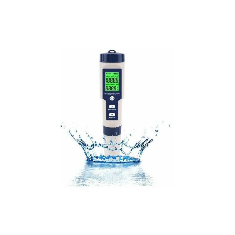 5 in 1 Electronic ph Meter, Measure ph, tds, ec Salinity and Temperature, Water Quality Tester, lcd Display and Reading Accuracy, for Drinking Water,