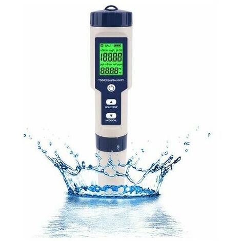 5 in 1 Electronic PH Meter, Measure PH, TDS, EC Salinity and Temperature, Water Quality Tester, LCD Display and Reading Accuracy, for Drinking Water, Aquarium, Swimming Pool