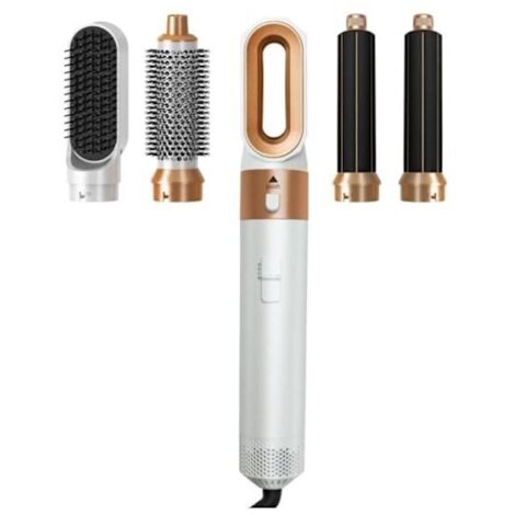 5-in-1 Haarstylinggerät, multifunktionaler Haartrockner mit Trockenkamm und 5 Zubehörteilen, Trocken- und Stylingkamm.