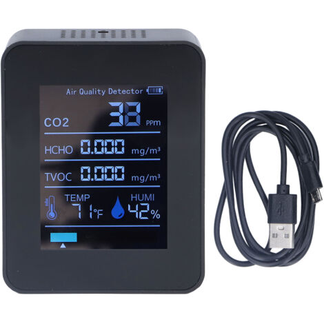 5-in-1 Multifunktions-CO2-Detektor mit LED-Anzeige, langer Akkulaufzeit und 60-Tage-Datenspeicherung