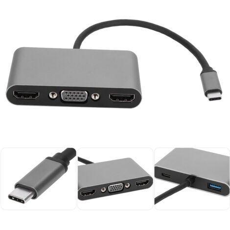 5-in-1 USB-C-Dockingstation mit HDMI-, VGA- und PD-Ladeanschluss für Laptops
