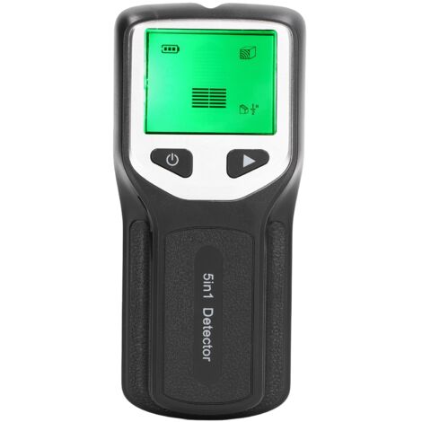 5-in-1 Wandbalkensucher, Detektor mit HD-LCD-Bildschirm für Wechselstromleitungen in Holz, mittig, silberfarben.