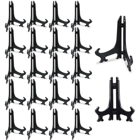 5 Inch Plastique Transparent Chevalets 20 PCS Plastique Noir Chevalets Supports D'assiette pour Les Mariages, Décoration de La Maison, Anniversaires, Des Tables