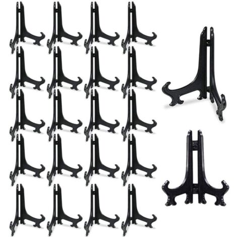 5 Inch Plastique Transparent Chevalets 20 PCS Plastique Noir Chevalets Supports D'assiette pour Les Mariages, Décoration de La Maison, Anniversaires, Des Tables