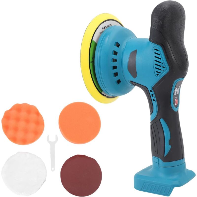 5 Inch Rotary Polisher with 8 Variable Speeds and LCD Display - Max 5500 rpm - Orbital Tool for Applying Wax and Polishing Cars - Cordless Design