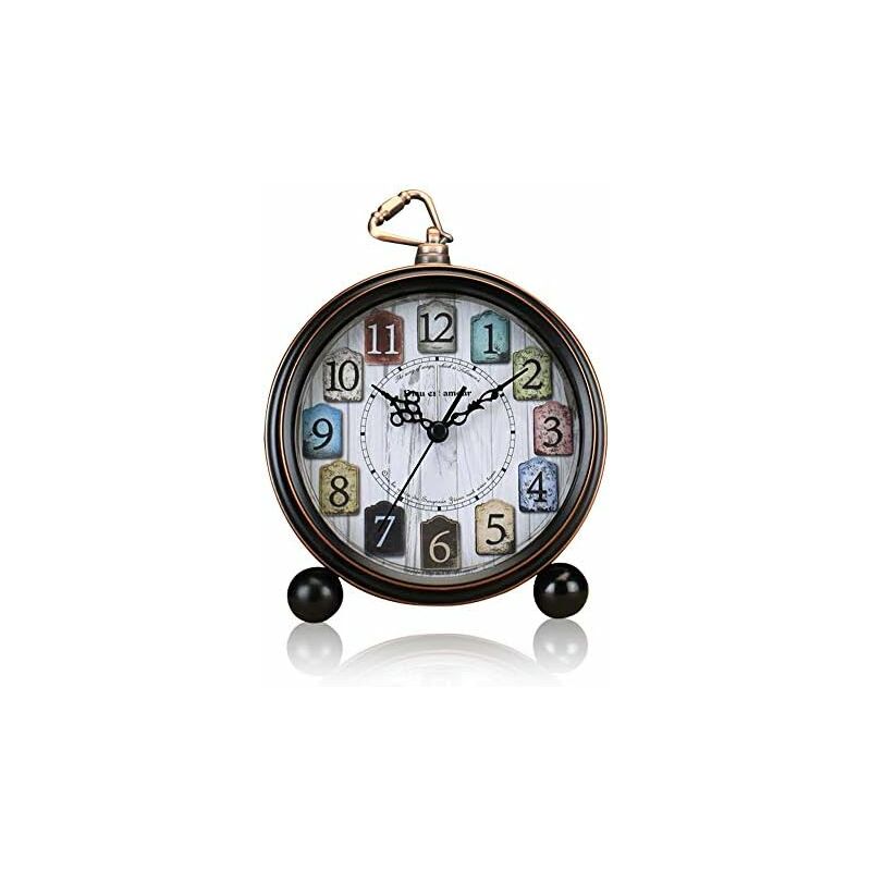 5 Inch Silent Metal Alarm Clock Morning, Retro Alarm Clock Sound, Electronic Mechanical Alarm Clock Battery Operated Travel Desk Clocks (Multicolor)