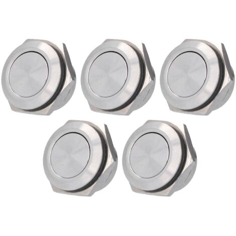 5 Interrupteurs à Bouton Plat en Acier Inoxydable, Étanches, Bornes à Vis, Accessoires Électriques 16mm 0‑220V