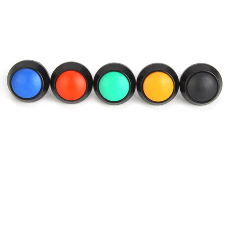 5 Interrupteurs à Bouton-poussoir Réinitialisation Métal IP65 12mm 3A/250V avec Écrous (Rouge, Vert, Jaune, Bleu, Noir)