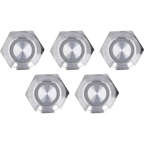 5 interrupteurs poussoirs momentanés étanches 16mm LED jaune, auto-réinitialisation 3-6V DC, lot de 5.