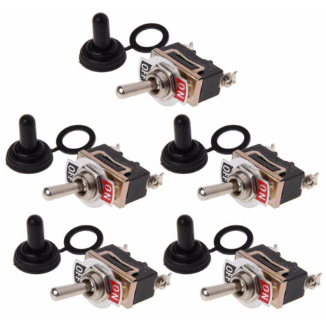 5 interruptores basculantes Rocher automodificados con 5 tapas impermeables, material ABS, SPST de 2 terminales, 15 A 250 VCA.