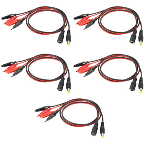 5 jeux de pinces Crocodile vers câble adaptateur DC, connecteur mâle femelle, Test de batterie, longueur 50cm