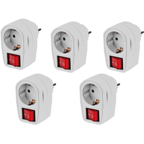 5× KesTek Schutzkontakt‑Zwischenstecker mit beleuchtetem Schalter, allpolig 16 A