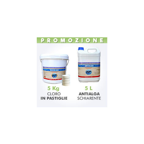 5 Kg Cloro in pastiglie 200 g + 5 L antialga