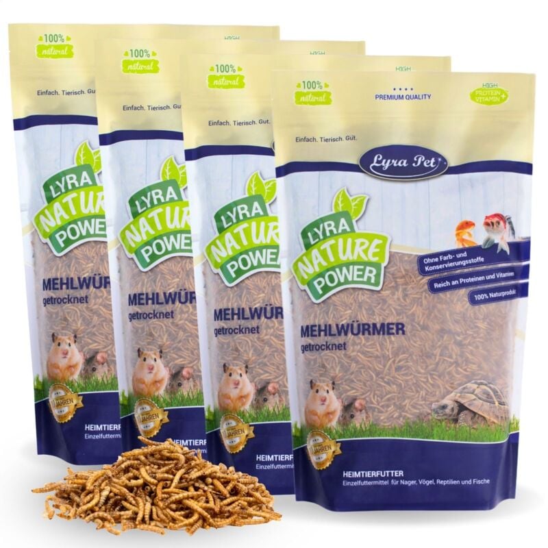Lyra Pet - 4 x 1 kg de vers de farine séchés ®
