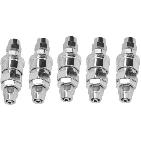 5 Kits de Raccords Pneumatiques Rapides en Acier Inoxydable Nickelé avec Bouchons (5x8 Tube à Verrouillage SP+PP-20)