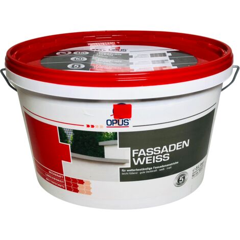 5 l Opus1 Fassaden Weiss Außenfarbe Hausanstrich Schutzbeschichtung Wetter Regen