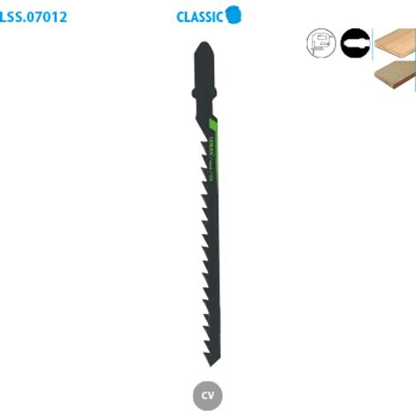 5 lame per seghetto alternativo CV - Lu. 75 mm passo 4 mm - bordatura per legno - LEMAN - 7012.05