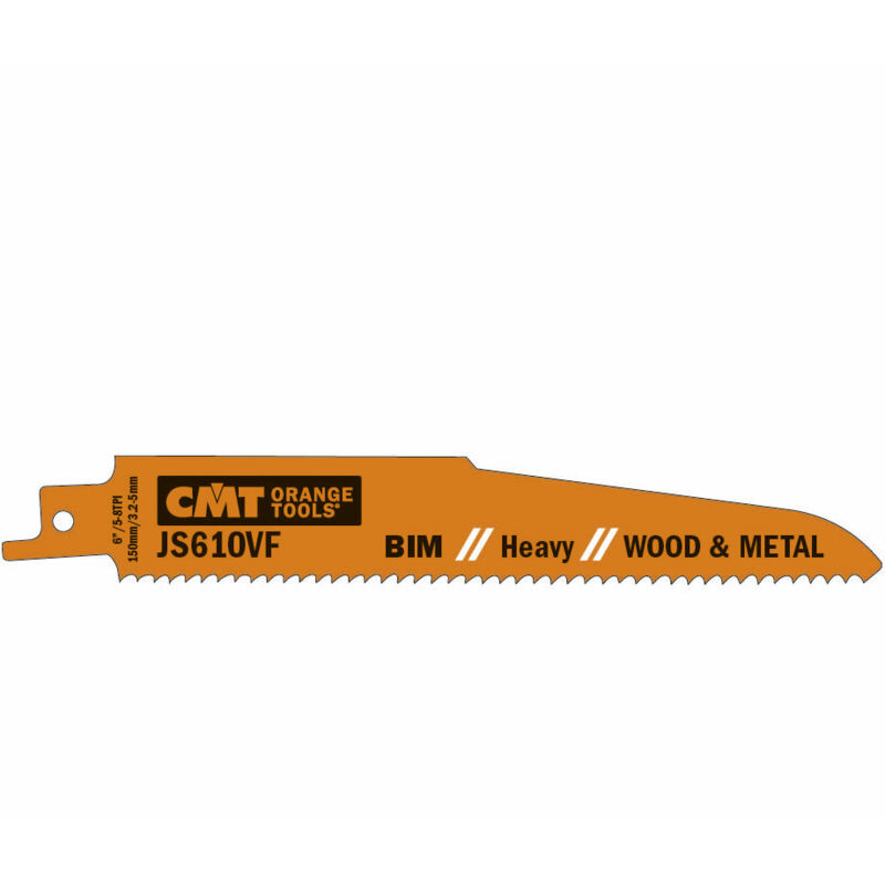 CMT - JS610VF-5 5 lames de scies sabres en BIMeTAL pour BOIS/MeTAUX 150X3,2-5X5-8TPI