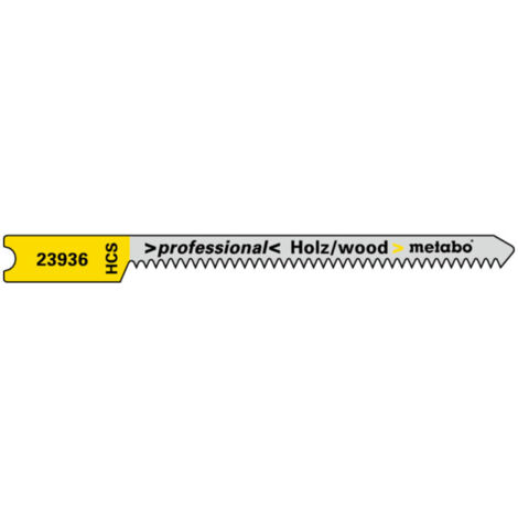 5 lames de scies sauteuses U, bois, série "professionel", 52/ 1,3 mm, HCS, tige universelle metabo 5 pièces
