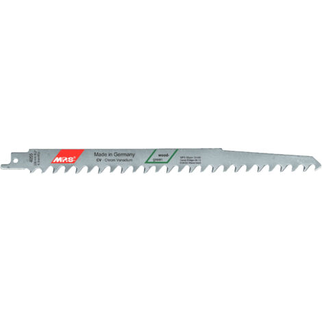 5 Lames scie Sabre CV (pour bois/plexi) Dents affutées croisées avoyées 230X19X1,2Mm - 6,3mm