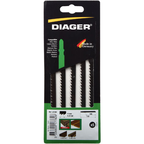 5 lames scie sauteuse bois coupe rapide jusqu'à 50mm DIAGER