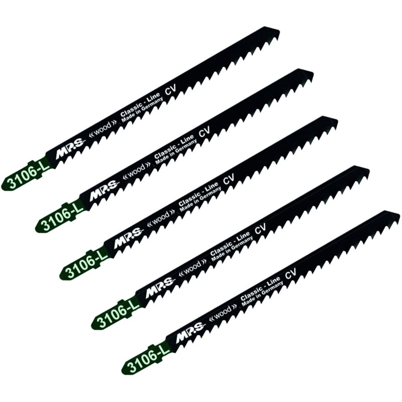 5 Lames scie Sauteuse CV (pour bois/plexi) Dents fraisées avoyées 110/132Mm - 4mm