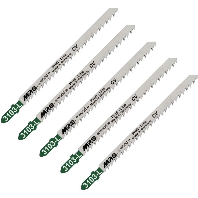 5 Lames scie Sauteuse cv (pour bois/plexi) Dents fraisées croisées Conique 110/132Mm - 4mm