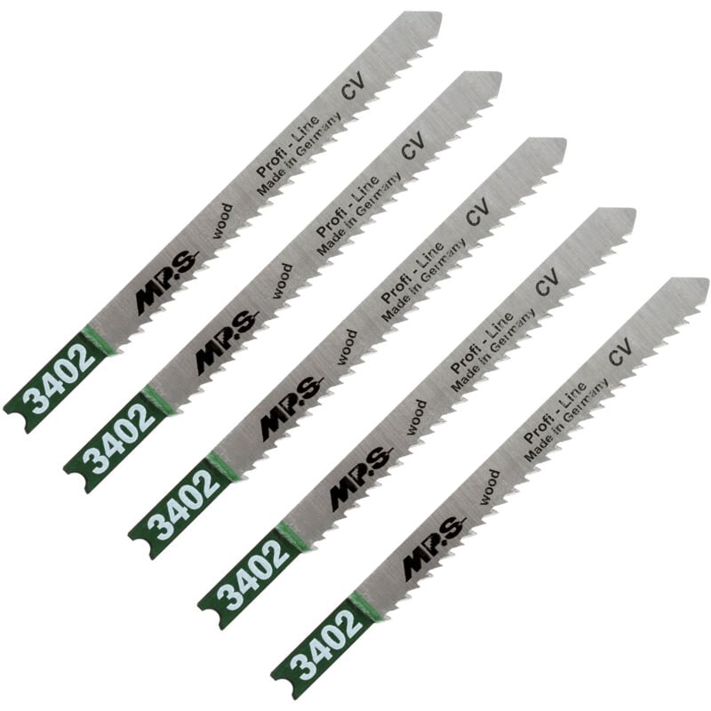 5 Lames scie Sauteuse cv (pour bois/plexi) Dents fraisées croisées Conique 75/100Mm - 2,5mm