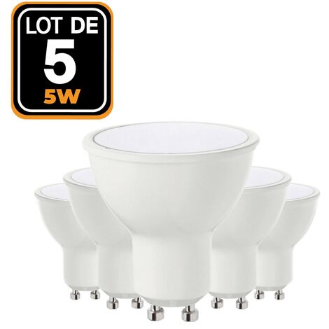 5 LED-Glühbirnen 5W GU10 Kaltweiß 6000K Hohe Helligkeit.