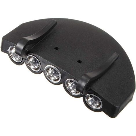 5 LED Lampe Frontale Chapeau Lumière Clip Pratique sur Le Chapeau lumière tête Lampe de Poche pour extérieur Jogging Sport (Batterie Incluse)-Ensoleillé
