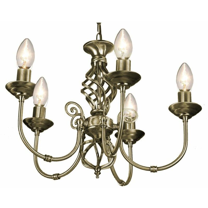 5 Light Antique Brass Classic Knot Twist Chandelier Ceiling Light Fitting by Happy Homewares