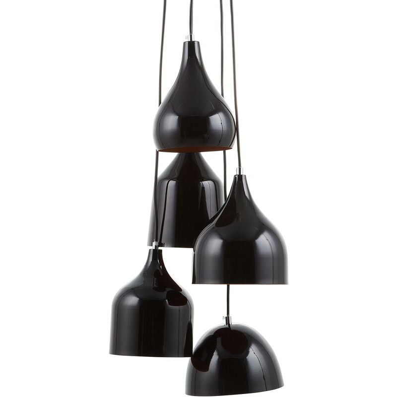 Beliani - Modern Cluster Pendant Lamp 5 Lights Hanging Black Metal Savio