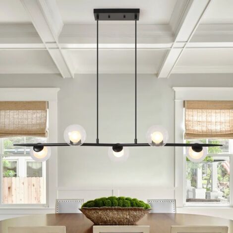 5-Light Linear Pendant Lamp, 114cm Width Adjustable Pendant Light for Kitchen Island, Dining Table & Living Room