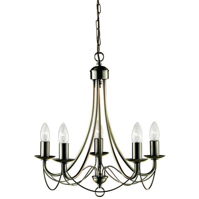 Maypole - 5 Light Multi Arm Ceiling Pendant Antique Brass, E14 - Searchlight