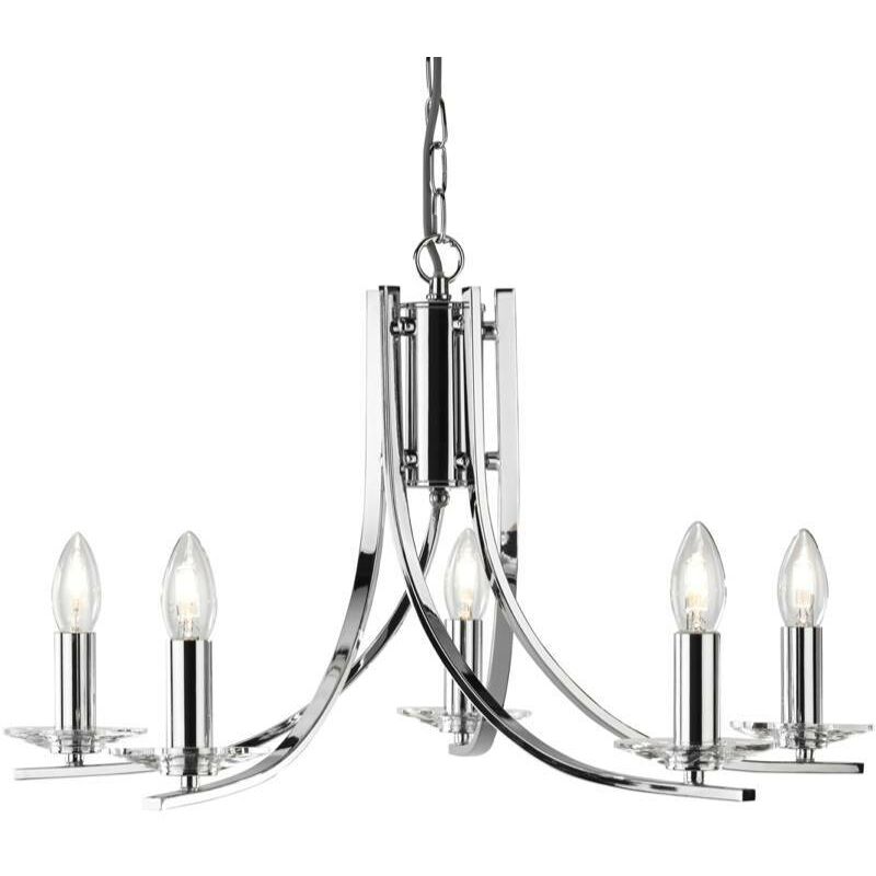 Ascona - 5 Light Multi Arm Ceiling Pendant Chrome, Glass Five, E14 - Searchlight