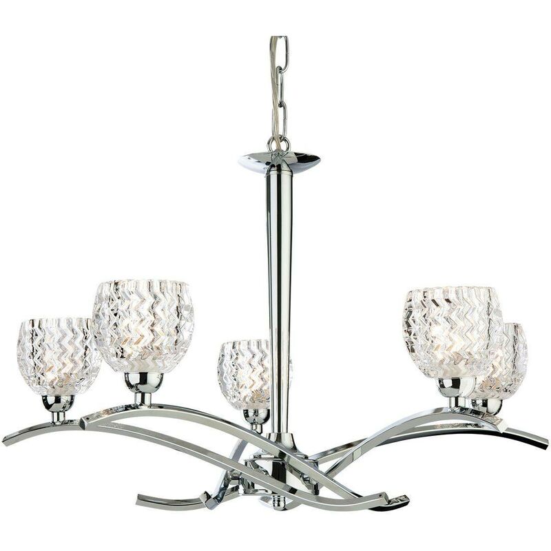 Maple - 5 Light Chandelier Chrome, Moulded Clear Glass, G9 - Firstlight