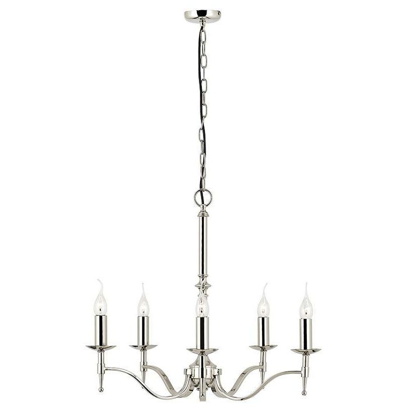 Interiors 1900 Lighting - Interiors - 5 Light Multi Arm Ceiling Pendant Chandelier Polished Nickel, E14