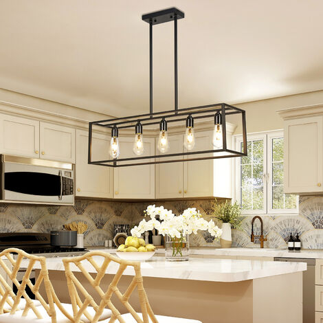 Geometric LED Chandelier - 37.4 Inch Dimmable Pendant Light For Dining Room & Kitchen Island