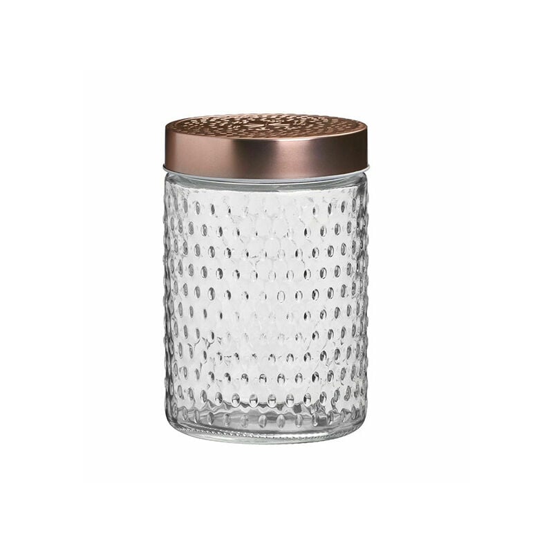 Image of 0.5 Litre Glass Storage Jars Copper Cylinder Screw Top Lids
