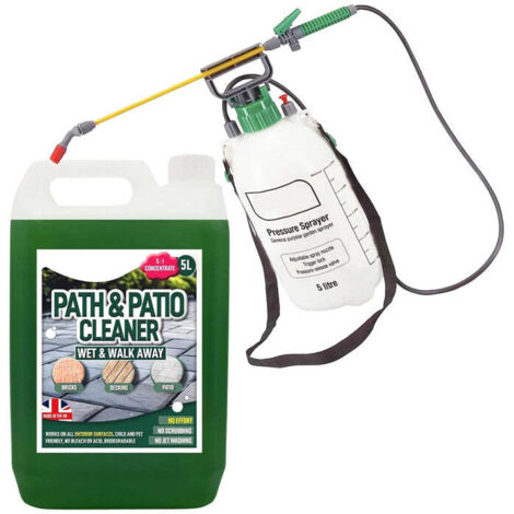 5 Litre Sprayer Bottle & Patio Cleaner Fluid Staining Remover Cleaning Solution
