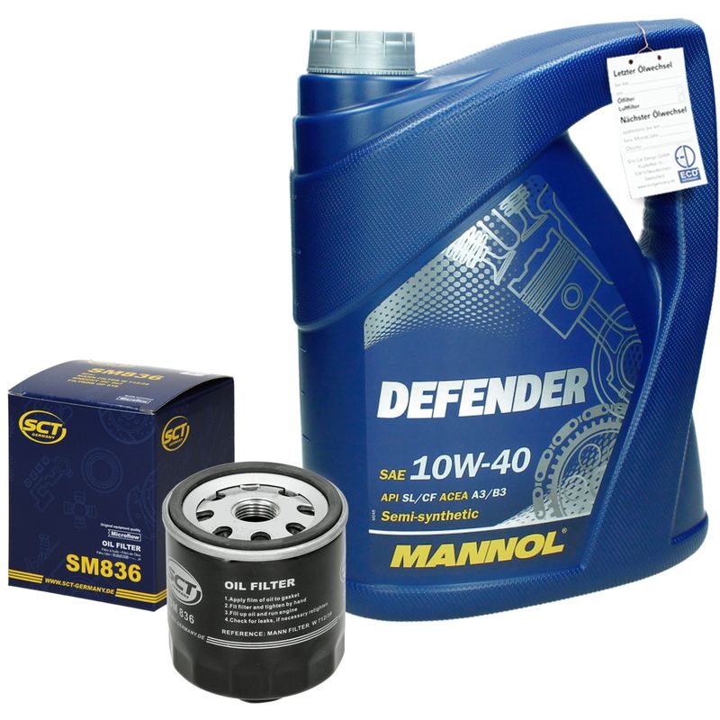 Sct Germany - 5 Litres Mannol Defender 10W-40 + Filtre à huile