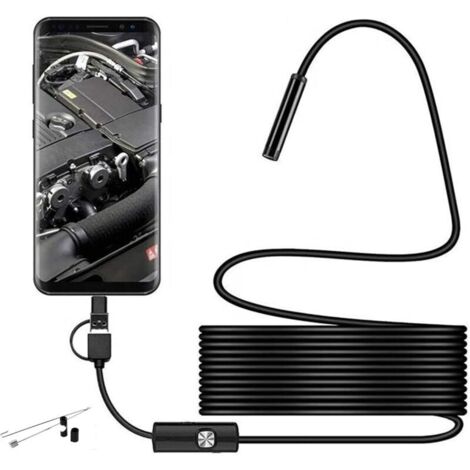5 m, caméra d'inspection USB 3 en 1 de Type C, 6 lumières LED réglables, caméra d'inspection