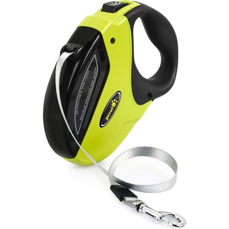 5 m einziehbare Hundeleine, einziehbare Hundeleinen (bis zu 50 kg), mit starkem Nylonband, Ein-Knopf-Stopp/Verriegelung, großer ergonomischer Griff, für kleine, mittelgroße Hunde