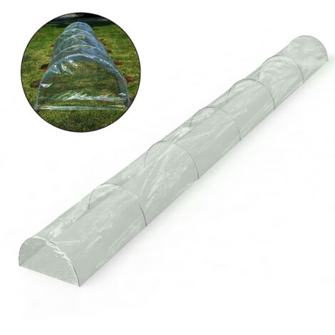 5 m Gartentunnel-Gewächshaus-Set mit 7 Drahtbügeln und PE-Folie, Höhe 40 cm, Breite 60 cm, Pflanzenschutz