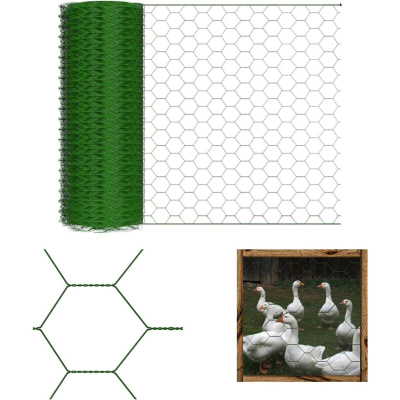 Hsha - 0.5 m x 25m grillage clôture hexagonale maille verte clôture de poulet Fil de lapin grille de lapin maille fine