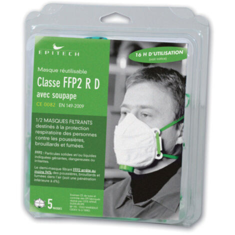 5 masques FFP2 avec valve - Théard