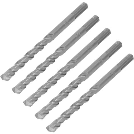 5 Mèches à Percussion en Carbure 160mm pour Béton, Pierre et Briques, 12mm, Pointe Auto-centrante, 2 Taillants, Lot de 5